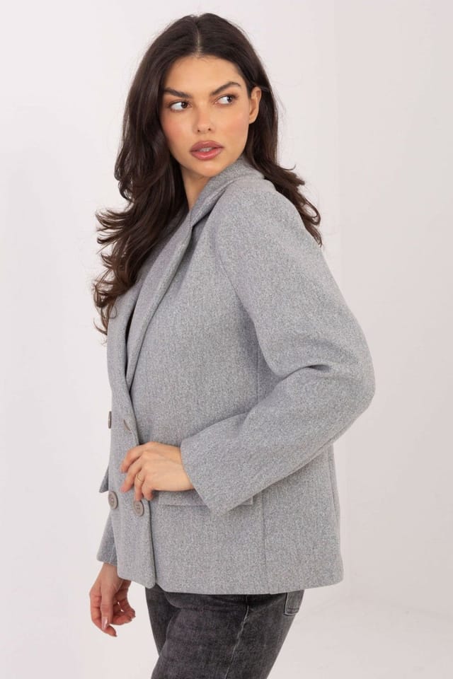 Love Lace Love Lace Women's Elegant Double Breasted Lapel Coat Style 222570 in Grey - 3