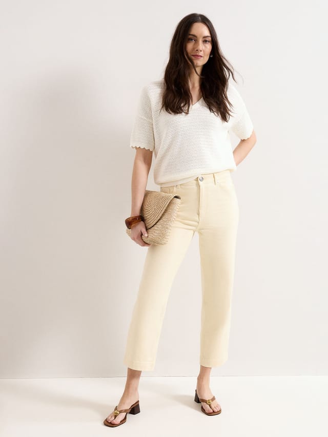 Phase Eight Phase Eight Women's Lexi Mid Rise Cropped Straight Jeans in Lemon - 2