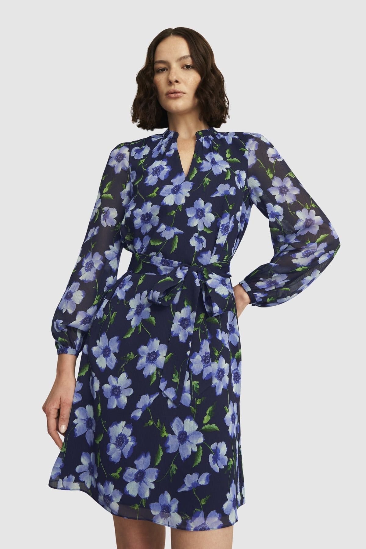 Hobbs London Navy Floral Print Mini Dress