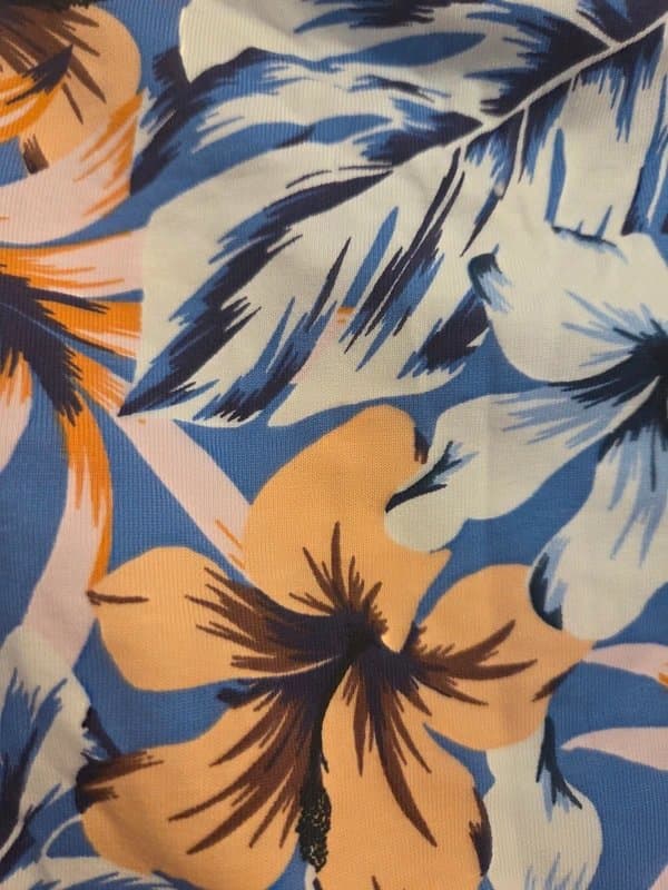 New Look Blue and Orange Floral Bandeau Crop Top