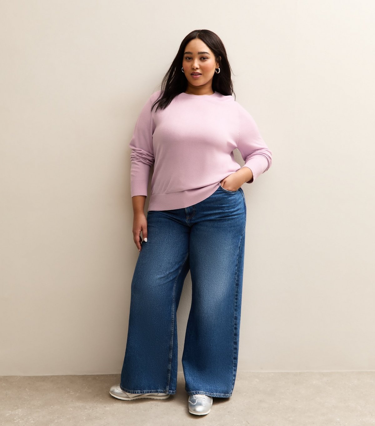 New Look Women's Plus Size Lilac Crew Neck Jumper Curves New Look - 3