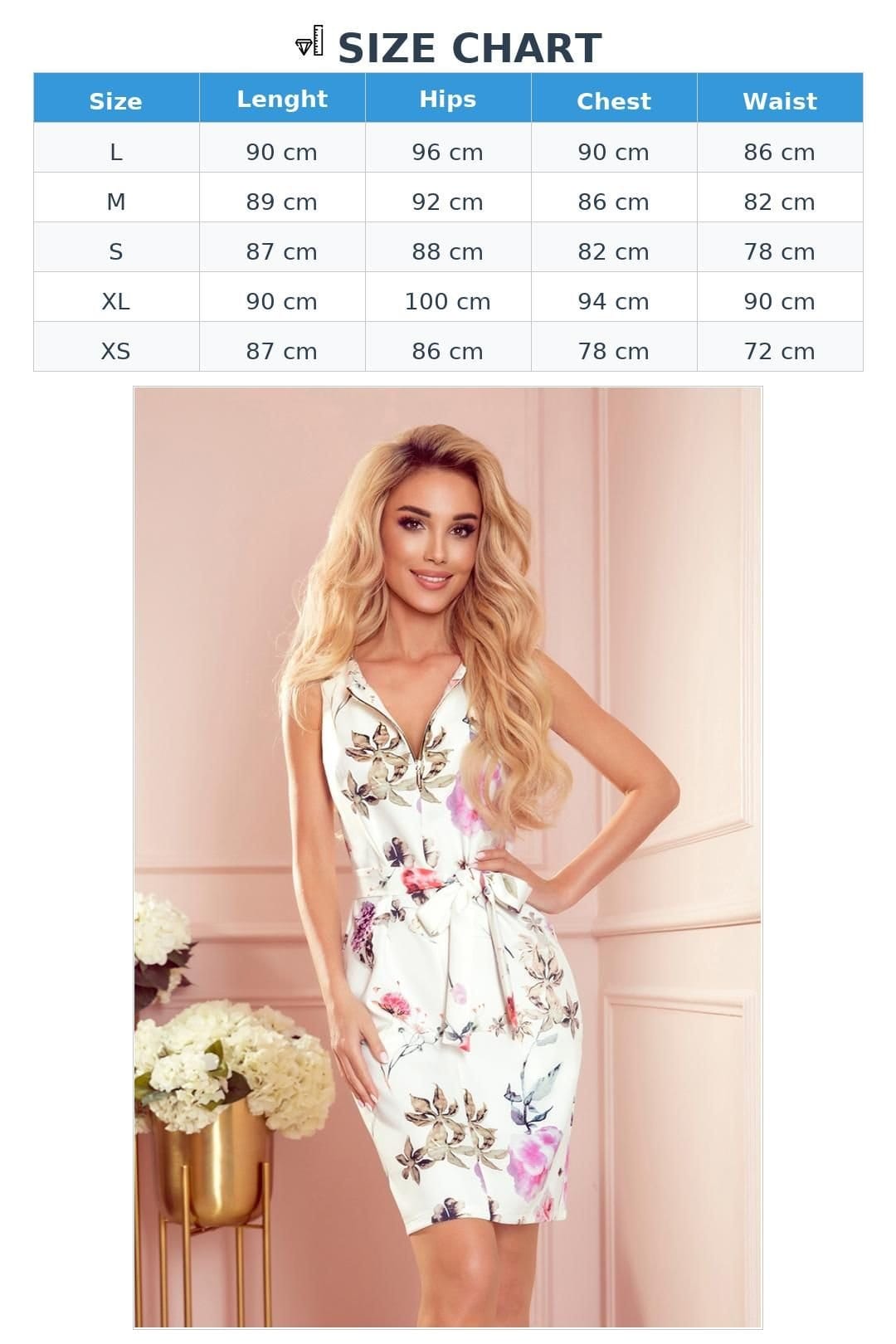 Love Lace Love Lace Women's Pastel Floral Dress Gold Zip Pockets Belt in White - 4