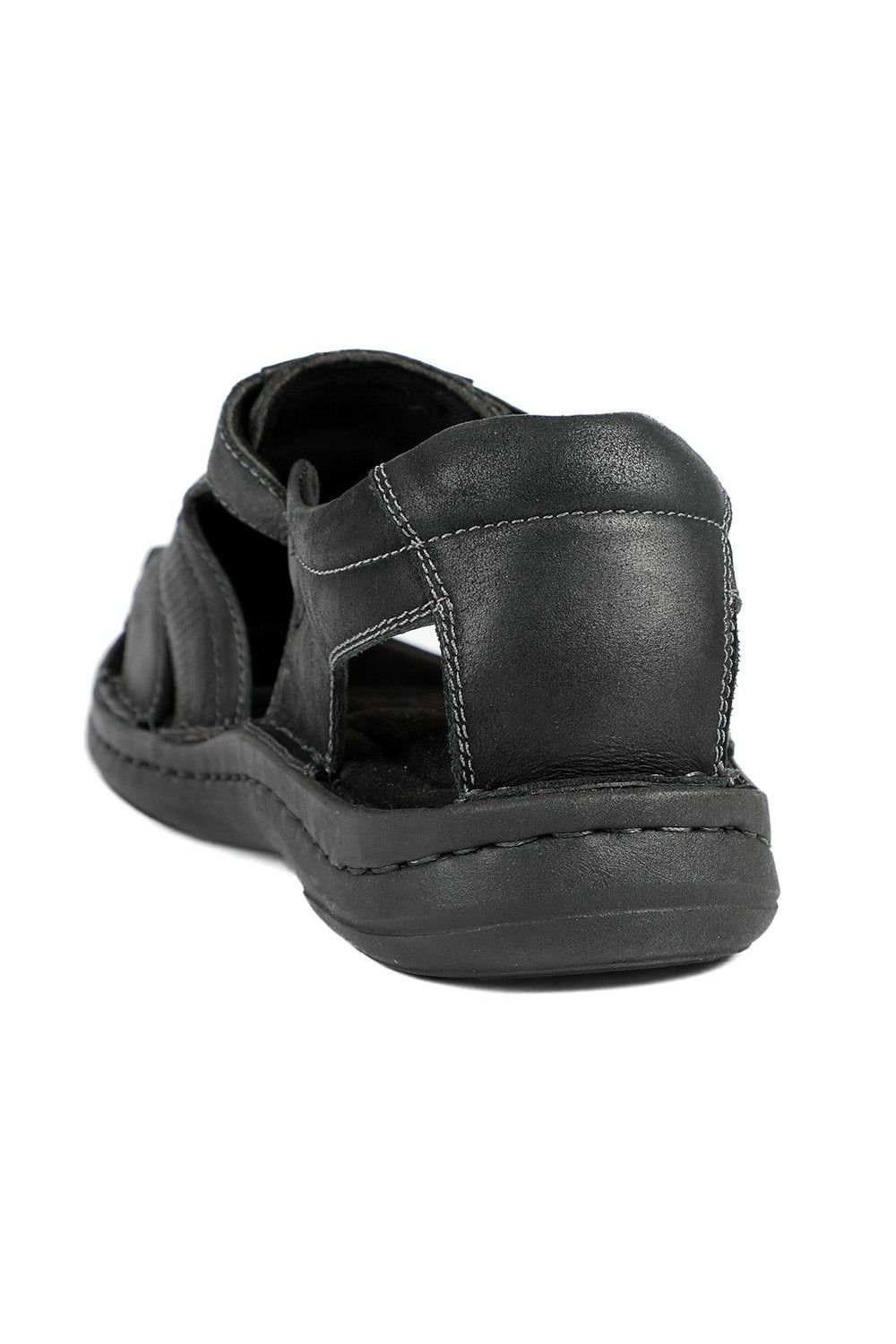 Pavers Pavers Men's Leather Touch Fasten Fisherman Sandals in Black - 3