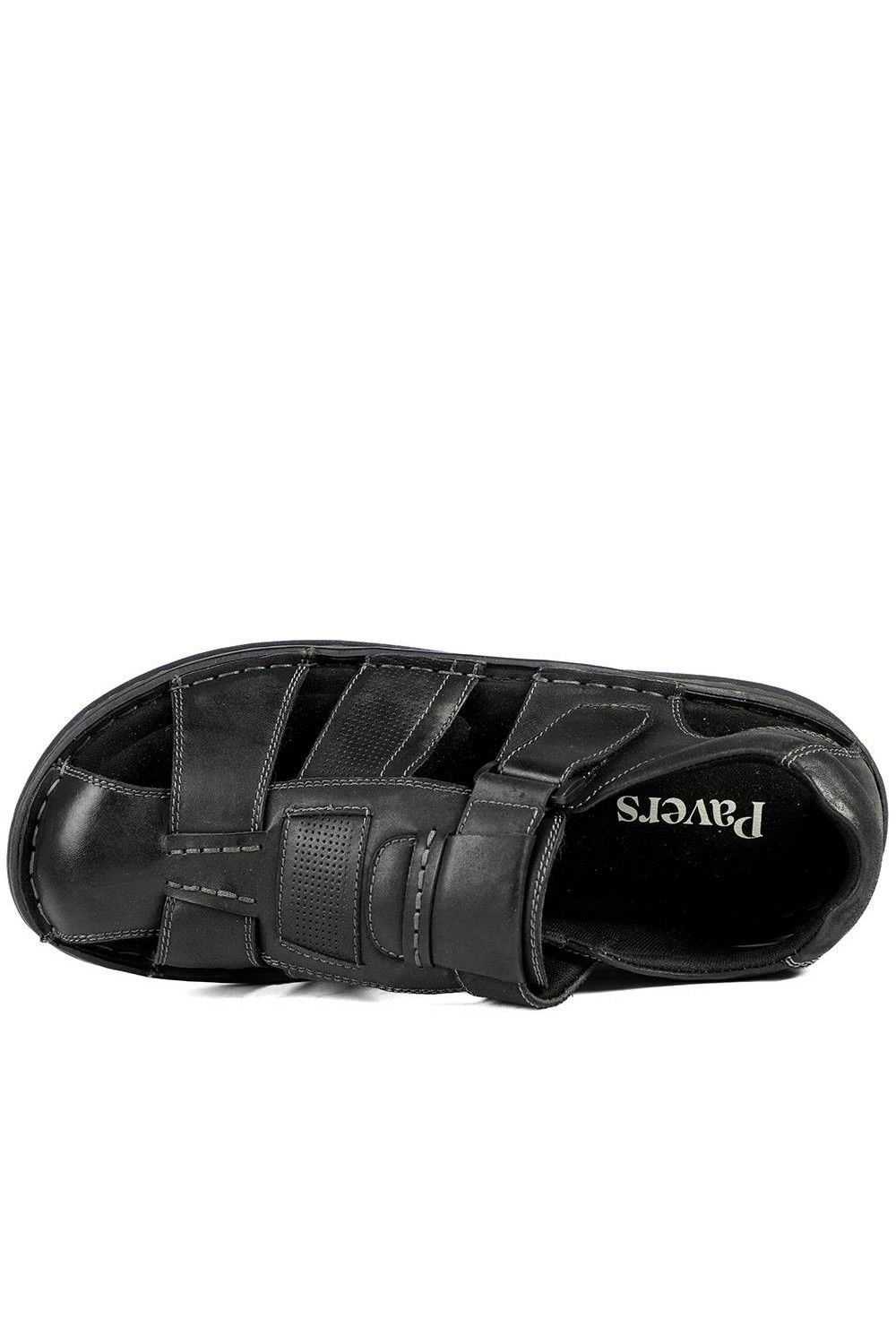 Pavers Pavers Men's Leather Touch Fasten Fisherman Sandals in Black - 4