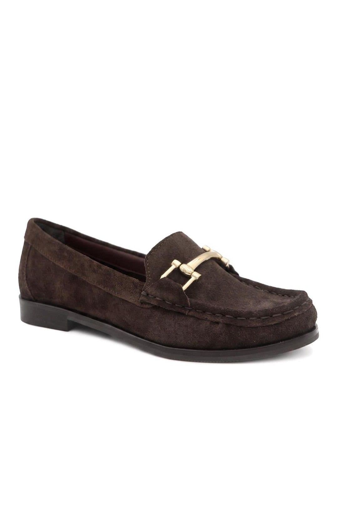 Pavers Pavers Women's Leather Snaffle Detail Smart Moccasins in Brown