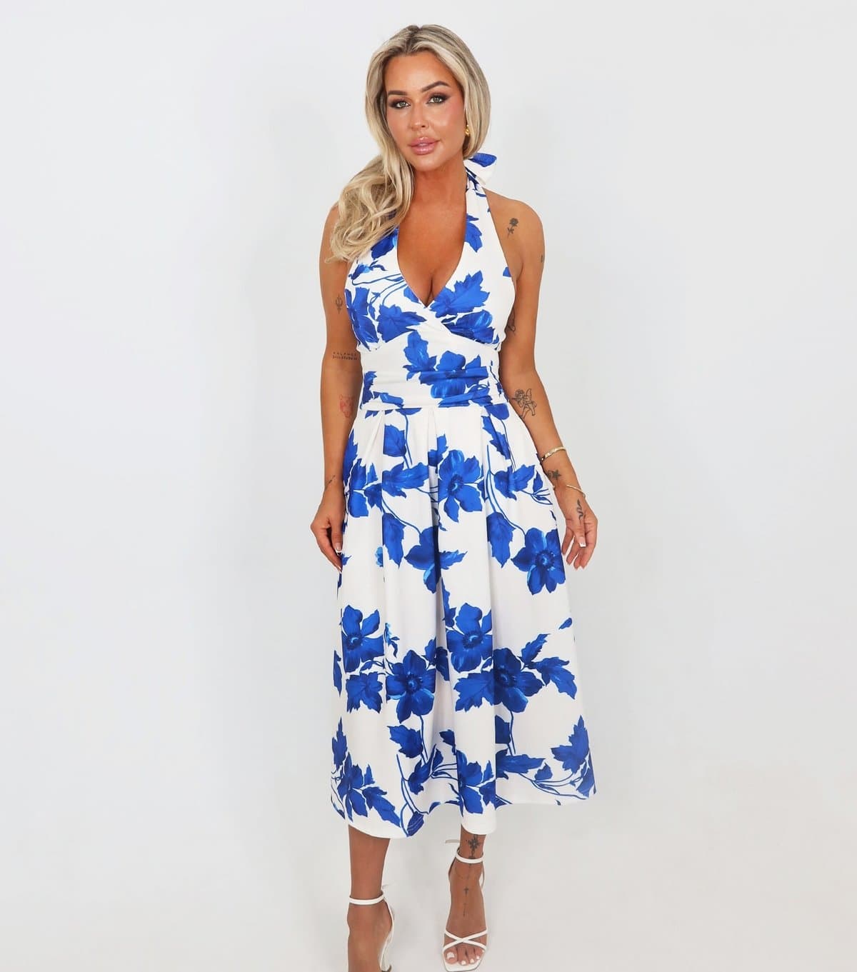 AX Paris Women's Blue Tie Halter Neck Midi Dress AX Paris New Look