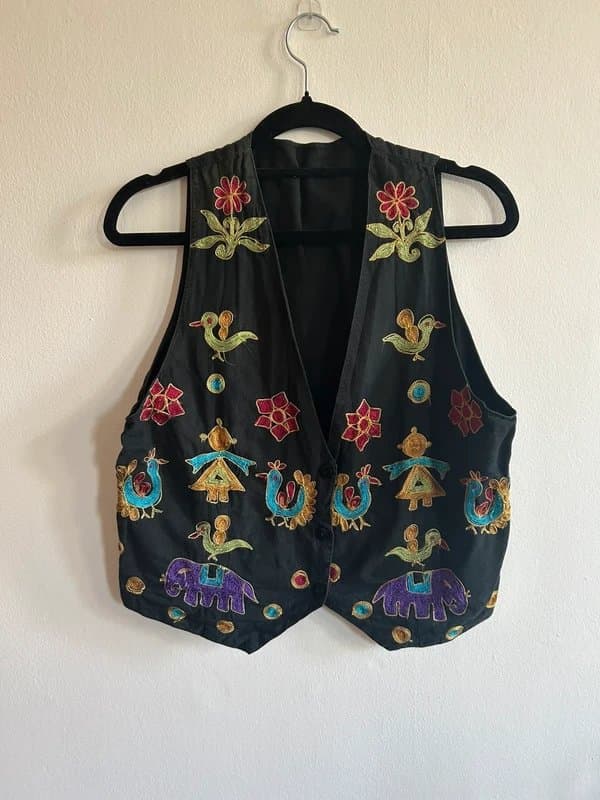 Vintage Dressing Vintage black embroidered waistcoat size S
