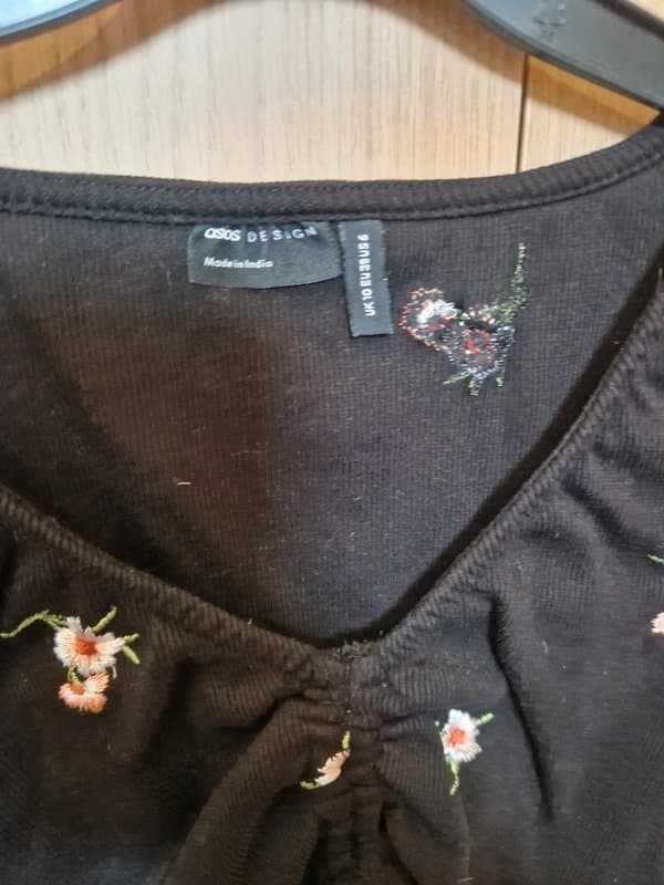 ASOS Design Drawstring embroidered crop top