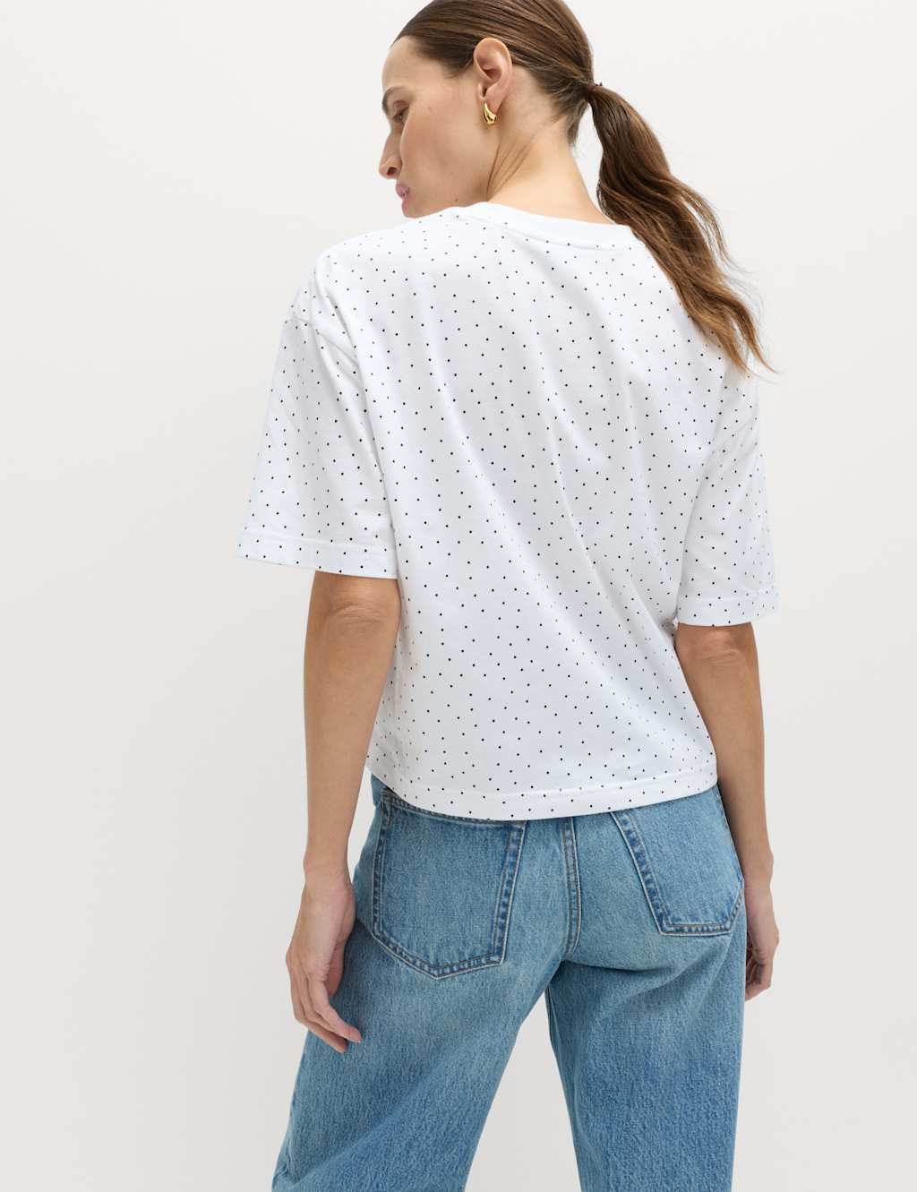 Marks & Spencer M&S Pure Cotton Striped Relaxed Boxy T-Shirt White Mix - 4