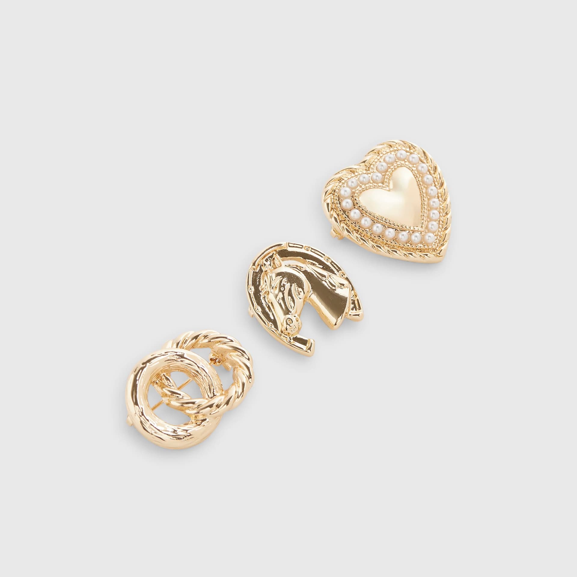 River Island River Island Womens Gold Icon Brooch 3 Pack