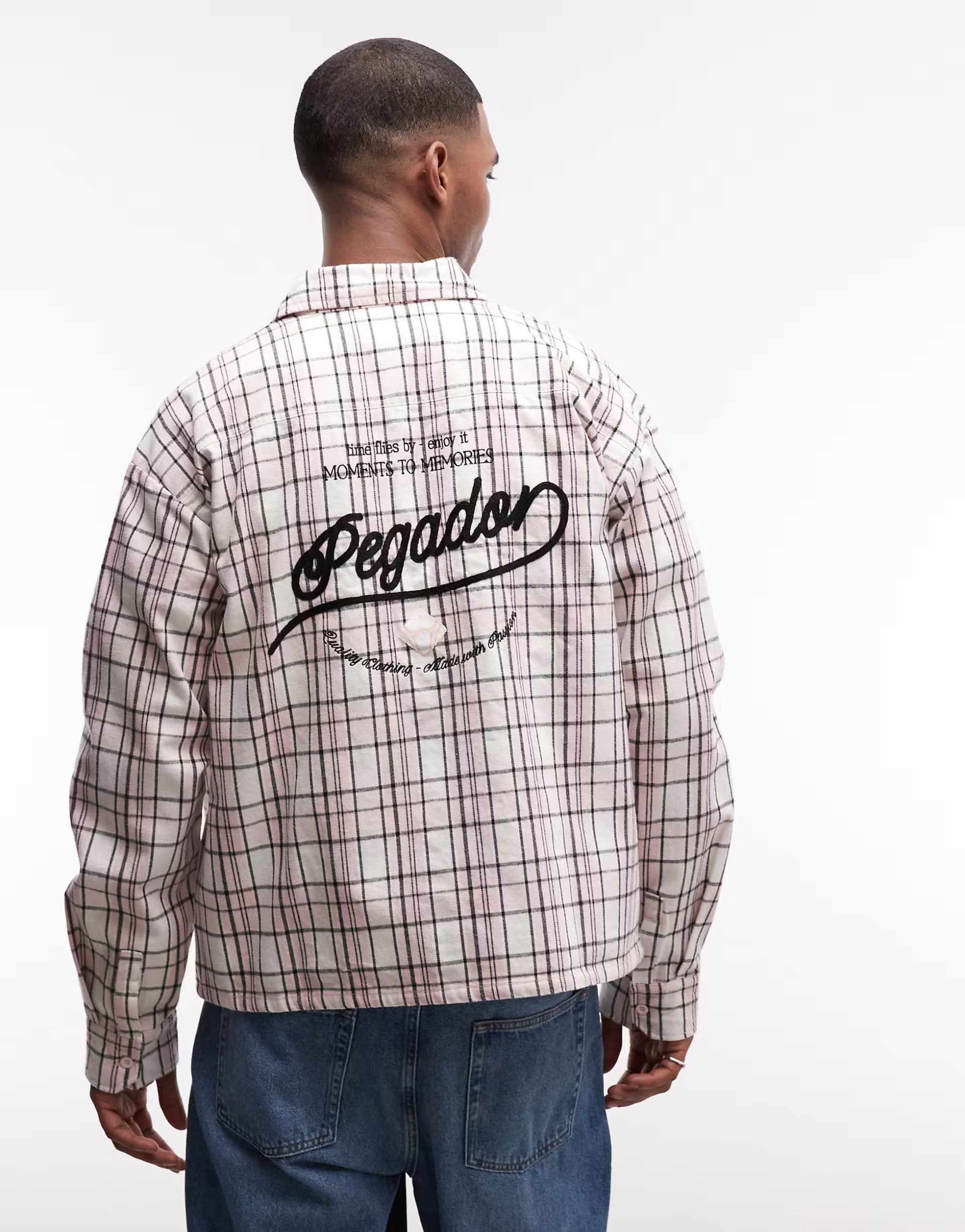 ASOS Pegador soglio oversized flannel checked shirt in washed powder pink