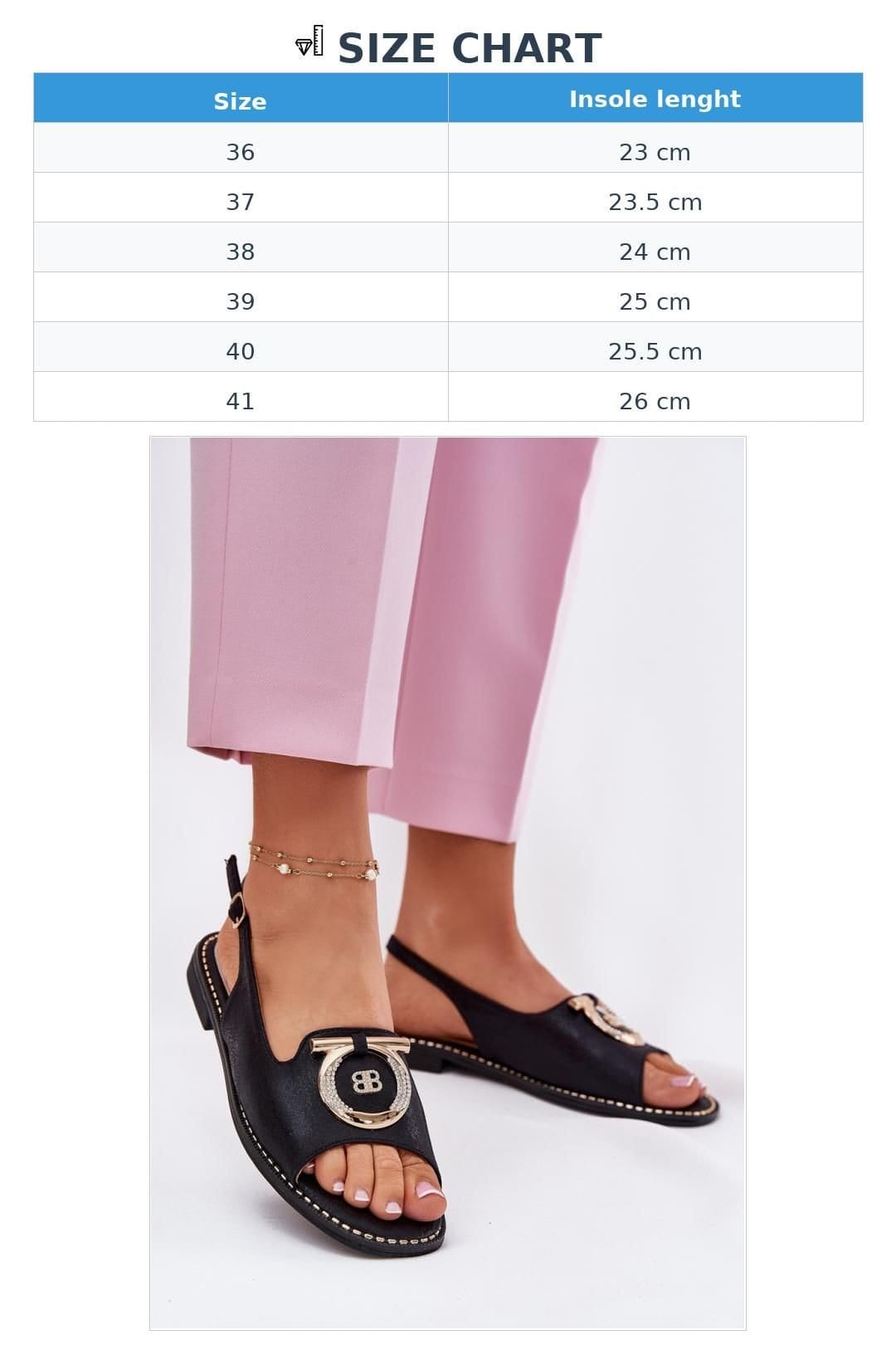 Love Lace Love Lace Women's Elegant Flat Buckle Sandals with Natural Insole in Black - 4