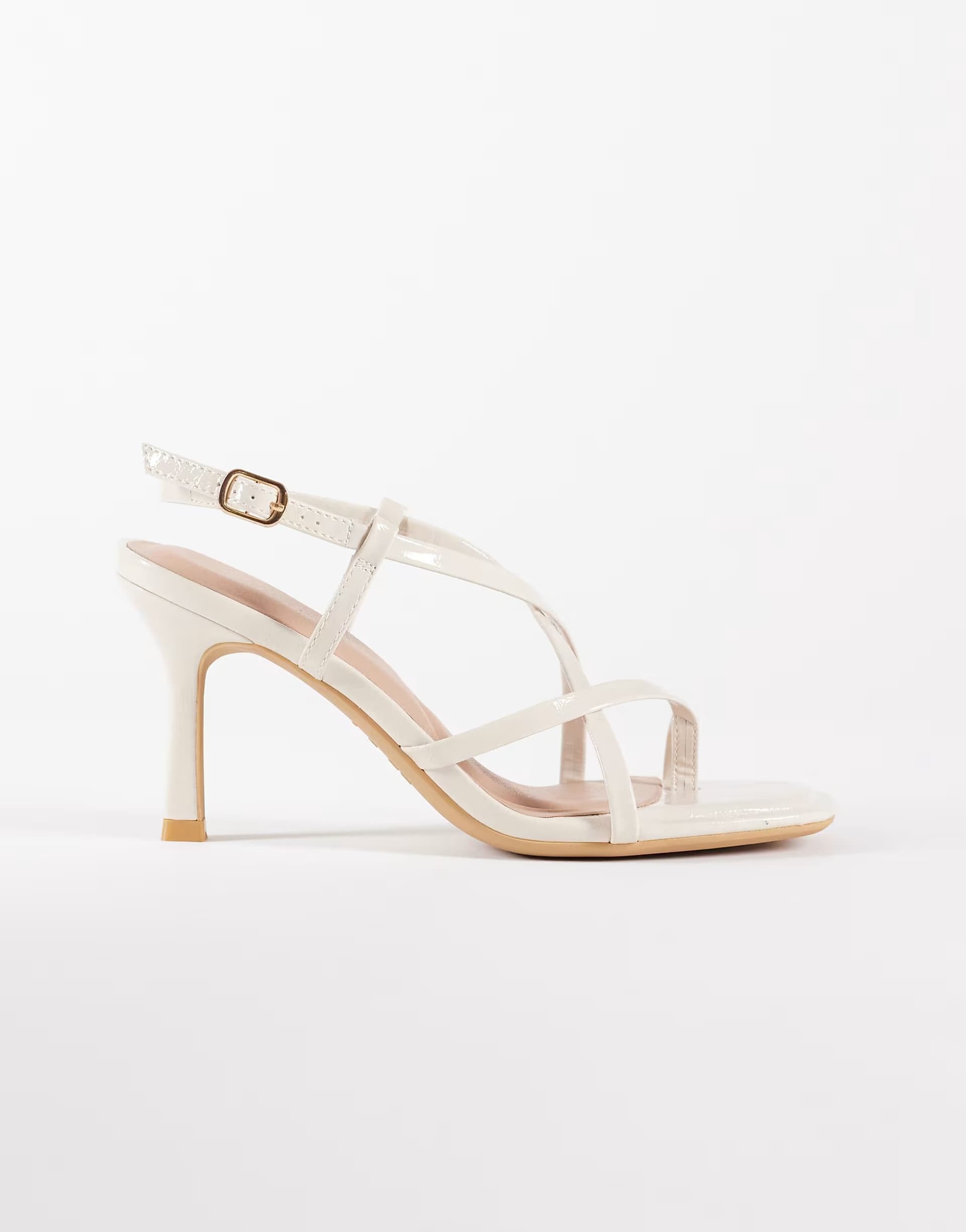 ASOS New Look multistrap toe loop heeled sandals in cream