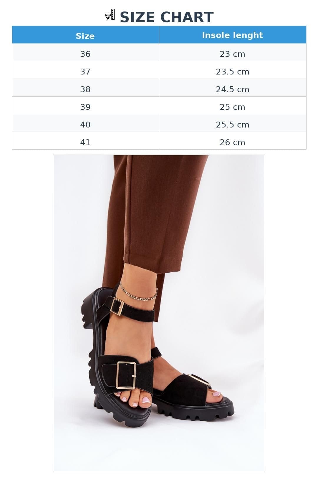 Love Lace Love Lace Women's Elegant Platform Sandals with Gold Buckle & Strap Comfort in Black - 4