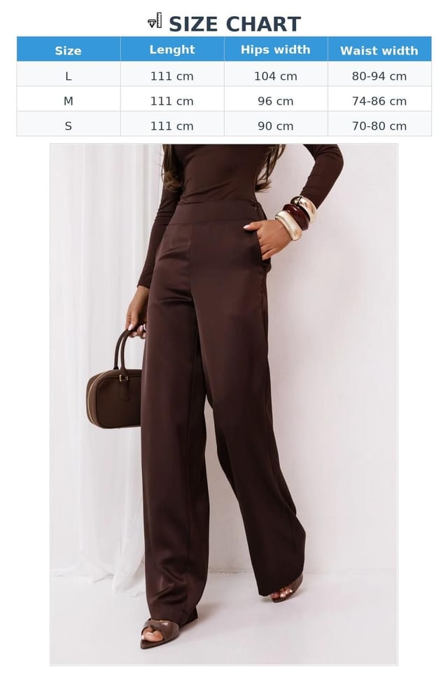 Love Lace Love Lace Women's DIVA Satin Trousers Viscose Elastane in Brown - 3