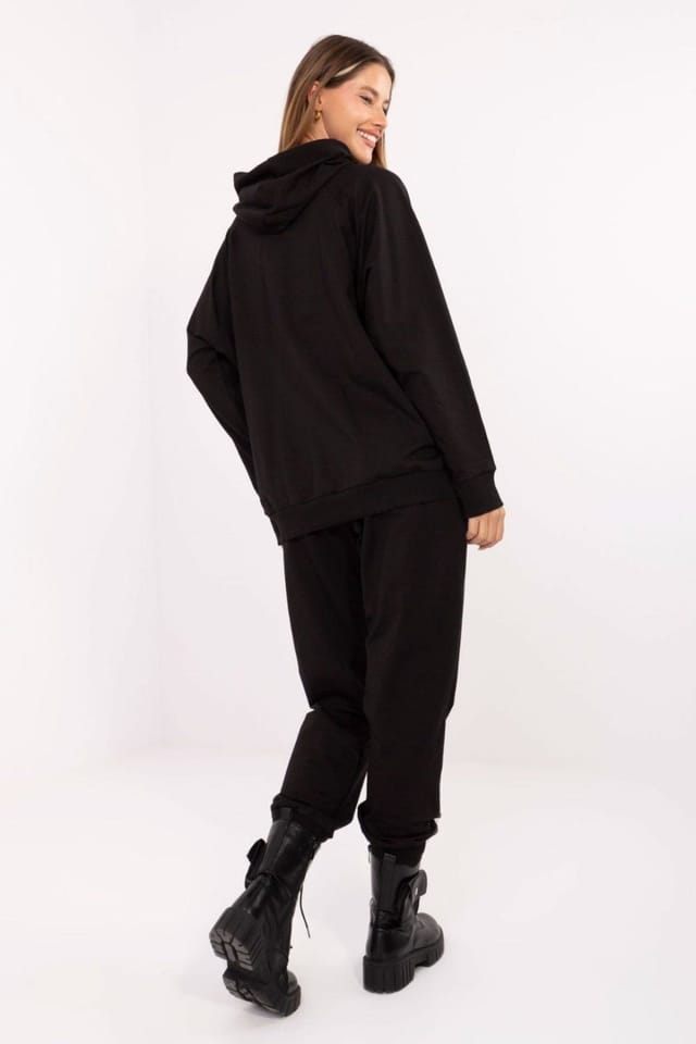 Love Lace Love Lace Women's Cotton Zip Hoodie Tracksuit Set with Pockets Style 218619 in Black - 3