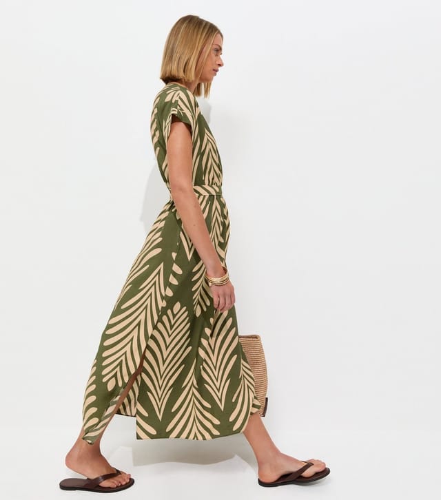 New Look Women's Green Palm Pattern Wrap Midi Dress New Look - 3