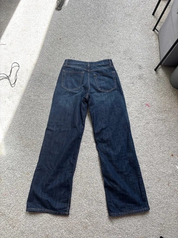 Bershka Navy Low Rise Wide Leg Baggy Jeans