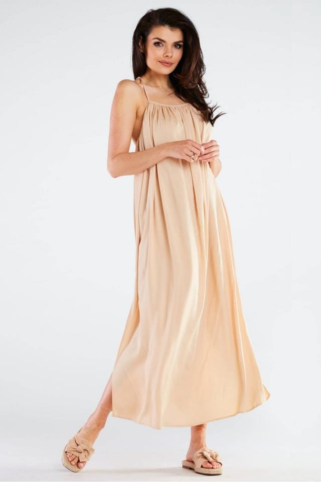 Love Lace Love Lace Women's Awama Viscose Maxi Dress Circular Back Detail in Beige - 2