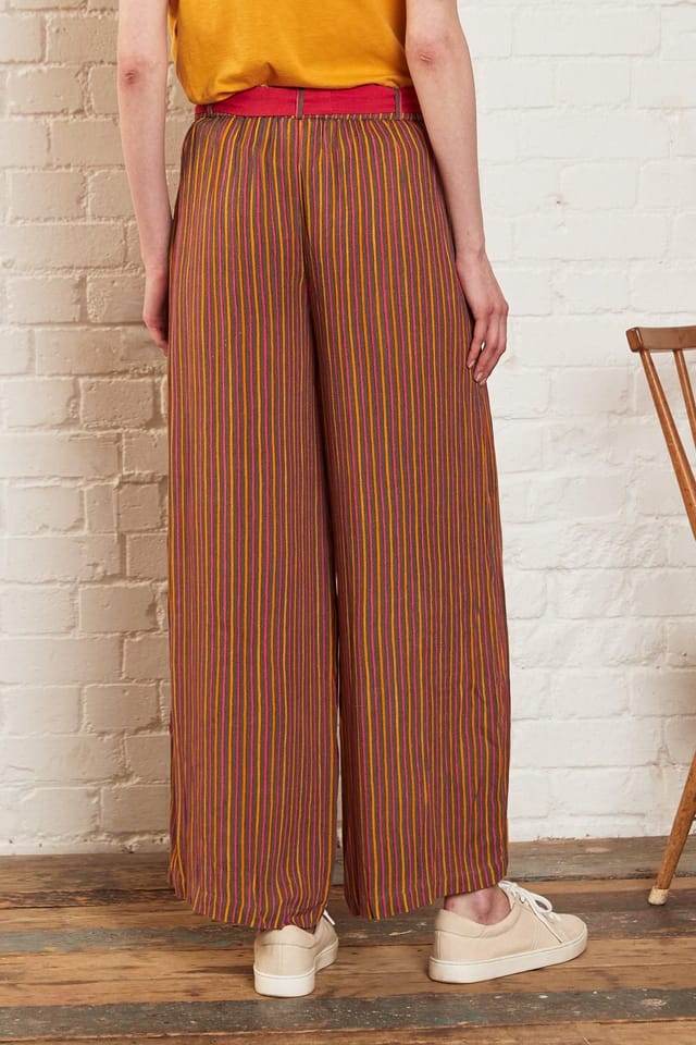 Nomads Clothing Nomads Clothing Women's Striped Viscose Trousers in Light Brown - 2
