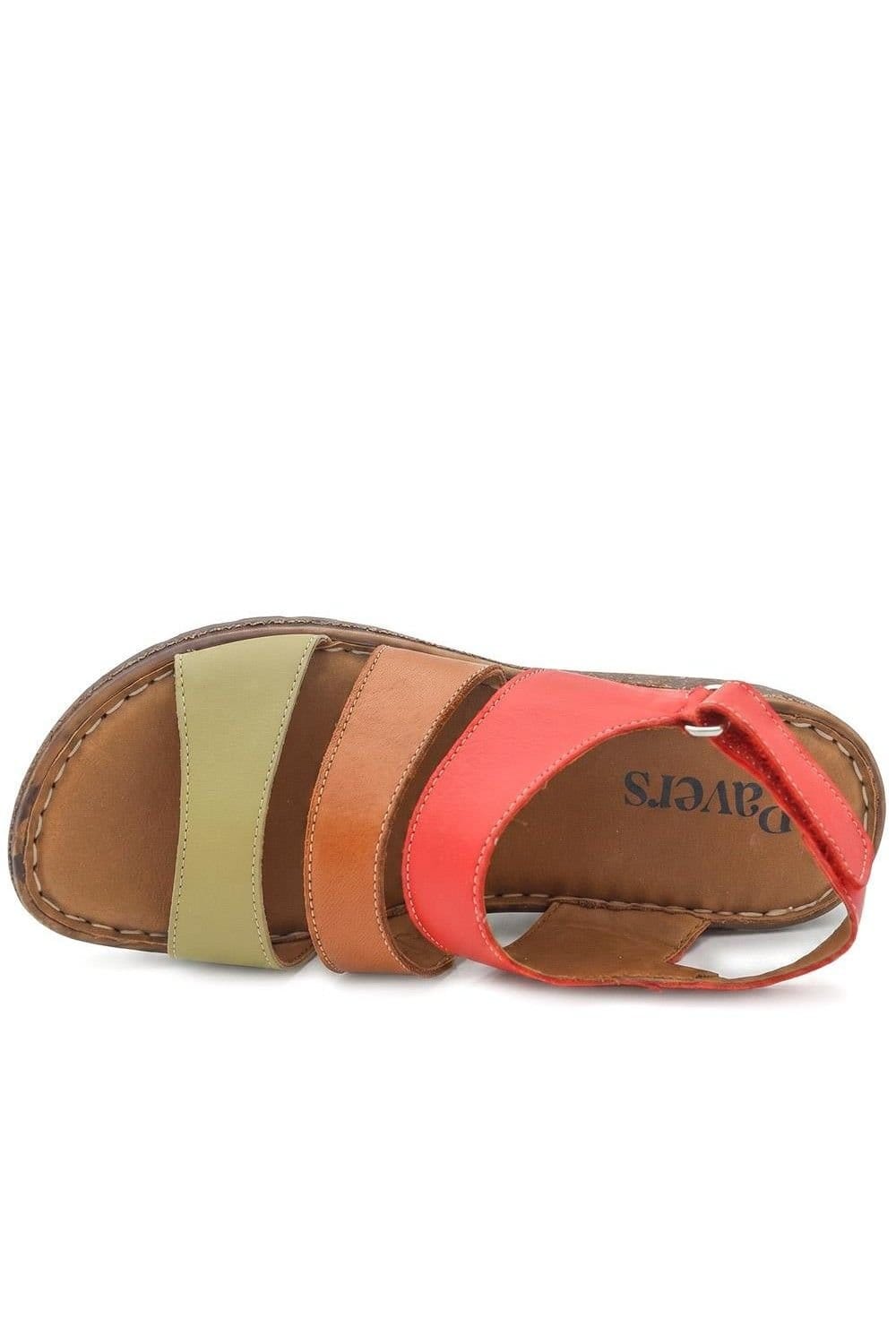 Pavers Pavers Women's Cushioned Leather Wedge Heel Sandals in Red - 4