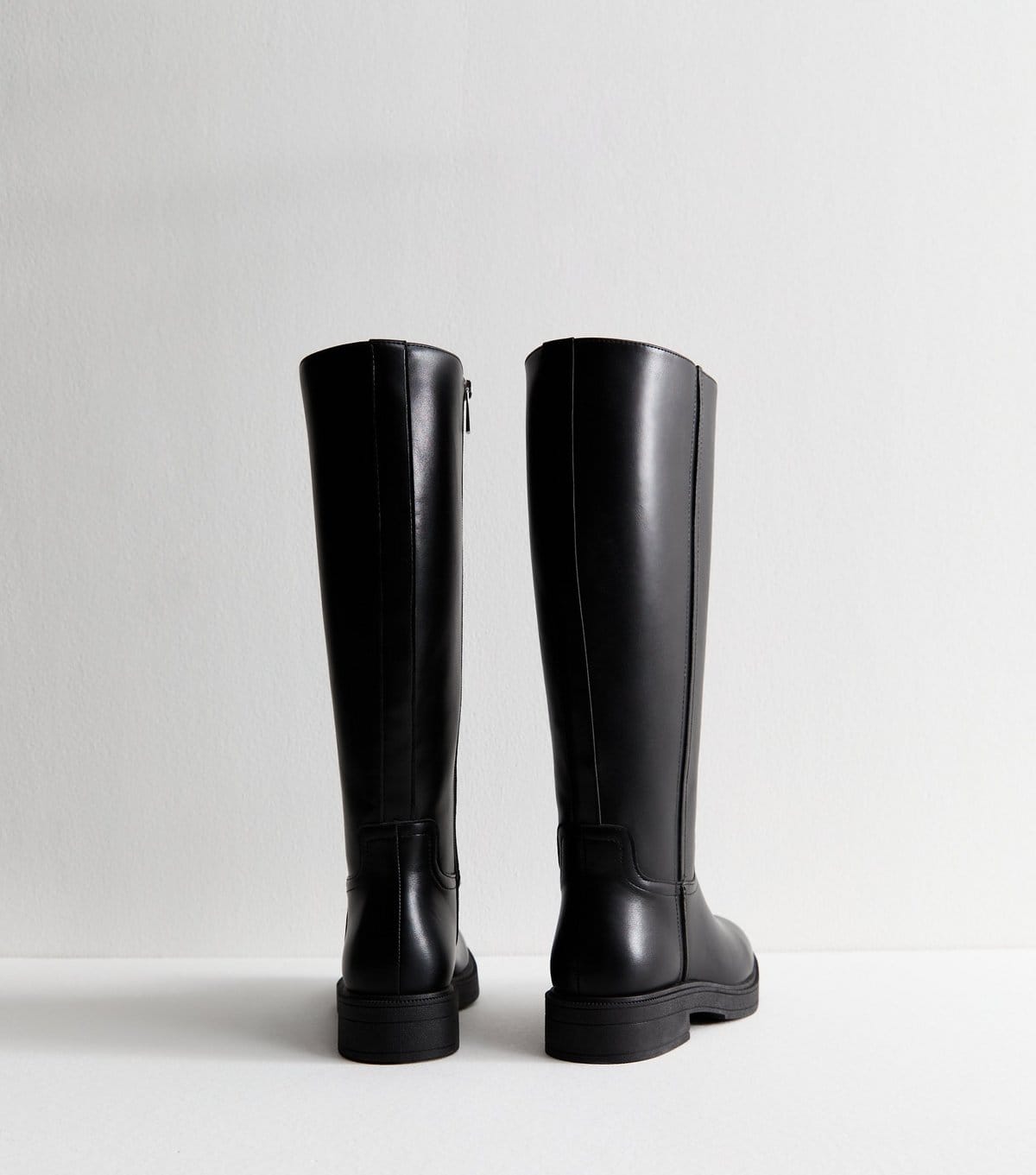 New Look Women's Black Faux Leather Knee High Riding Boots Vegan New Look - 4