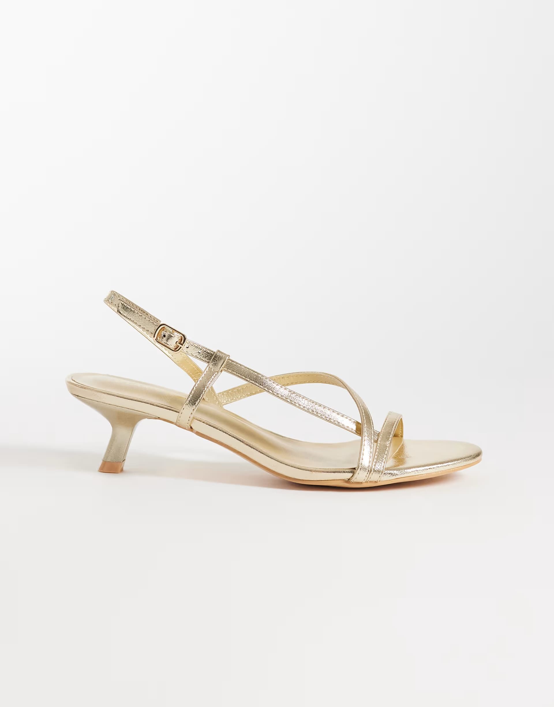 ASOS ASOS Gold Kitten Heeled Strappy Sandals