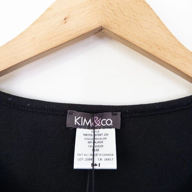 Kim & Co. Kim & Co Soft Touch with Foil Long Sleeve Tunic Size M NEW Black Jumper Top Knit