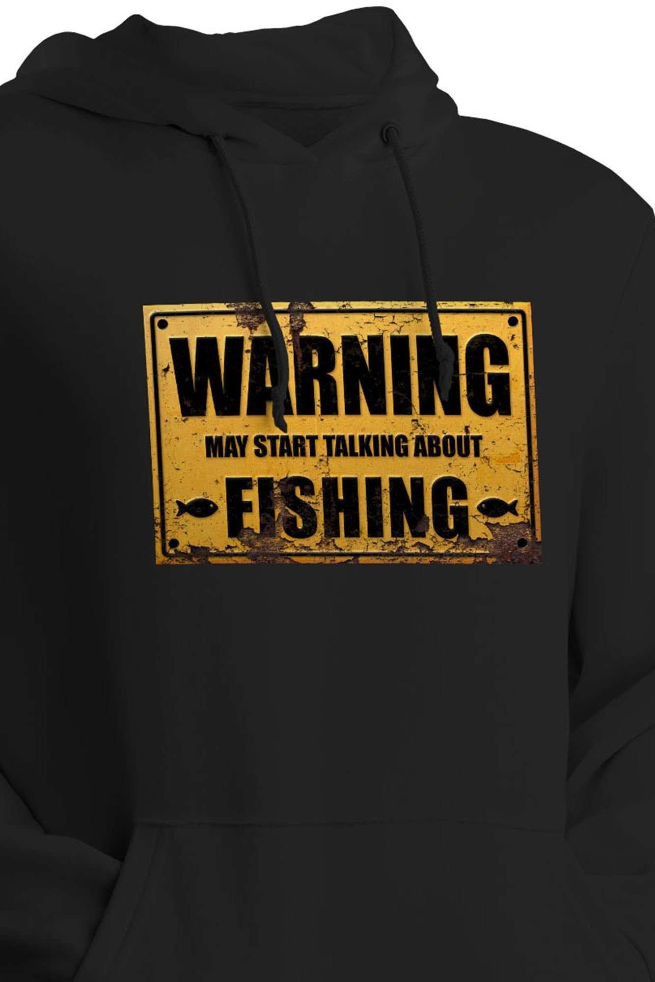 Bad Zebedee Bad Zebedee Men's Warning May Start Talking About Fishing Hoodie in Black - 2