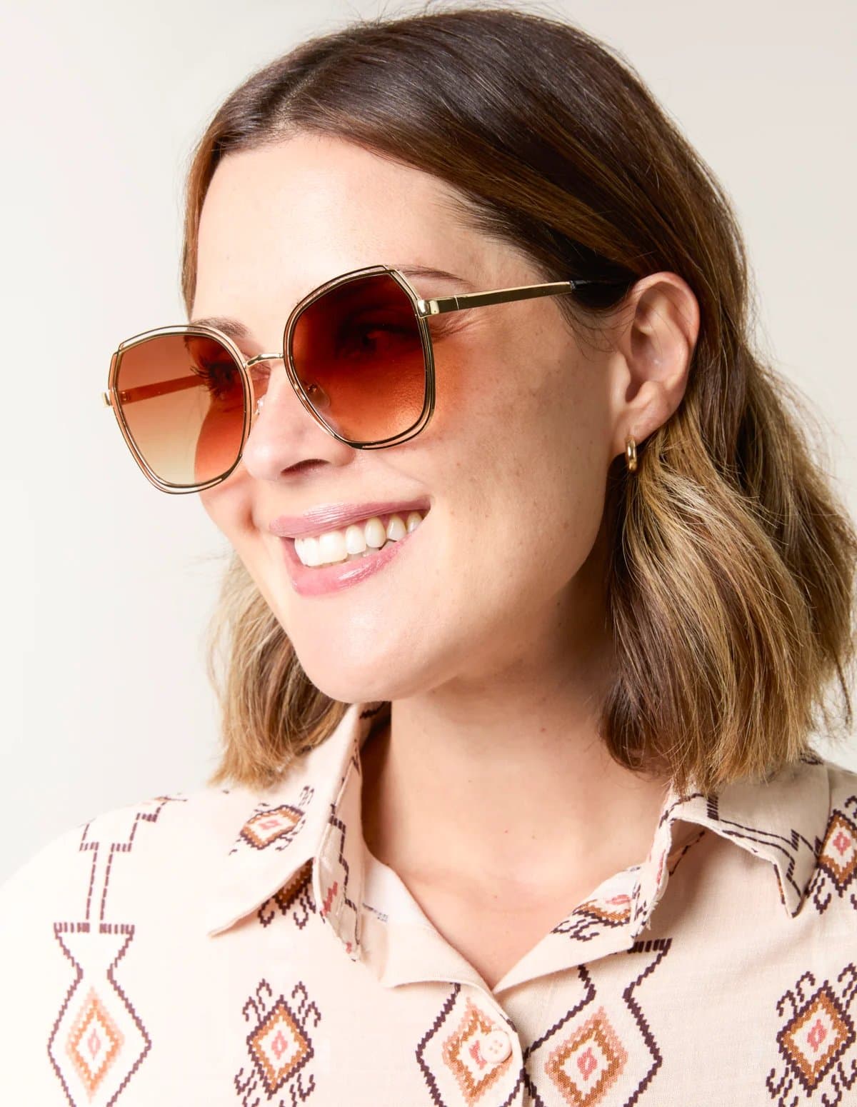 Blue Vanilla Gold Frame Oversized Sunglasses