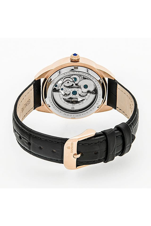 Empress Empress Women's Godiva Automatic MOP Leather-Band Watch in Black - 2