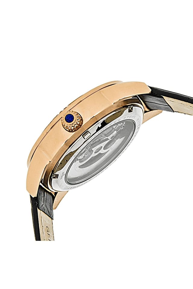 Empress Empress Women's Godiva Automatic MOP Leather-Band Watch in Black - 3