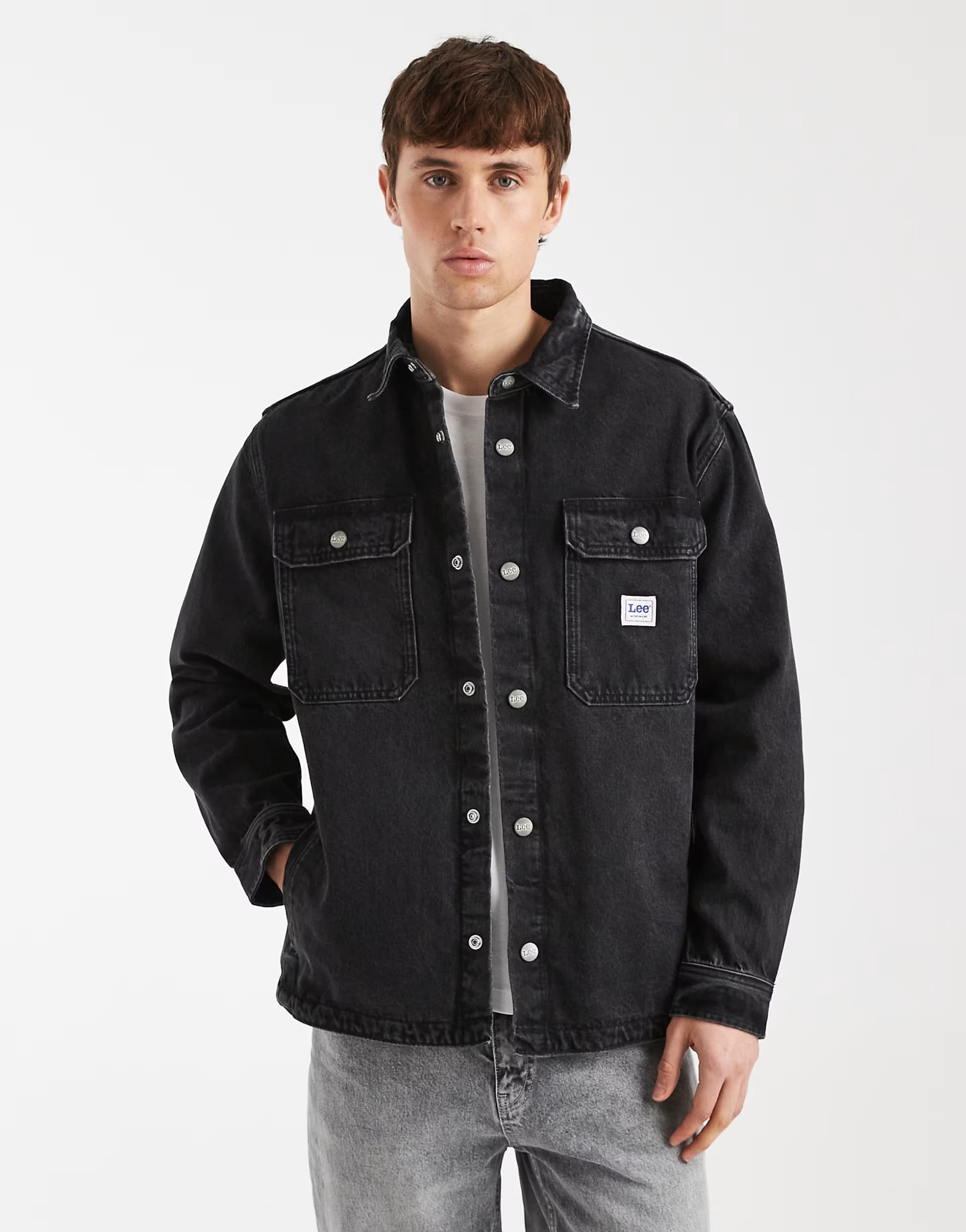 ASOS Lee workwear denim overshirt in washed black