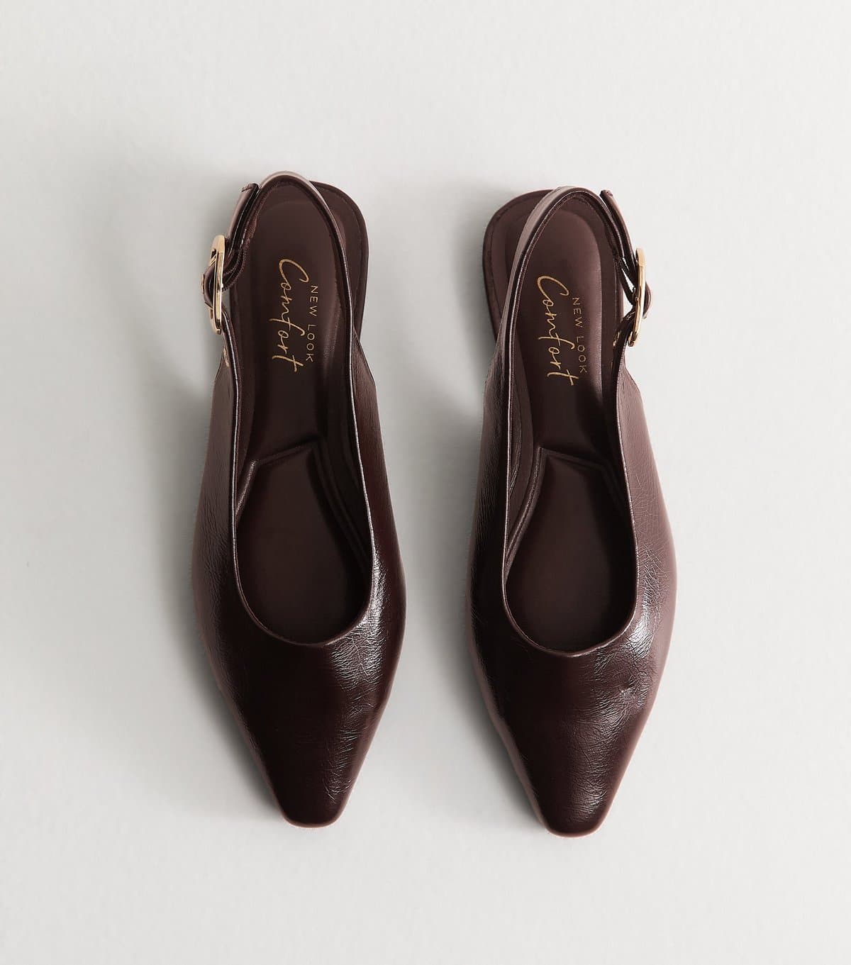 New Look Women's Dark Burgundy Faux Leather Pointed Toe Slingback Pumps Vegan New Look