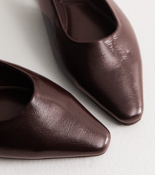 New Look Women's Dark Burgundy Faux Leather Pointed Toe Slingback Pumps Vegan New Look - 3