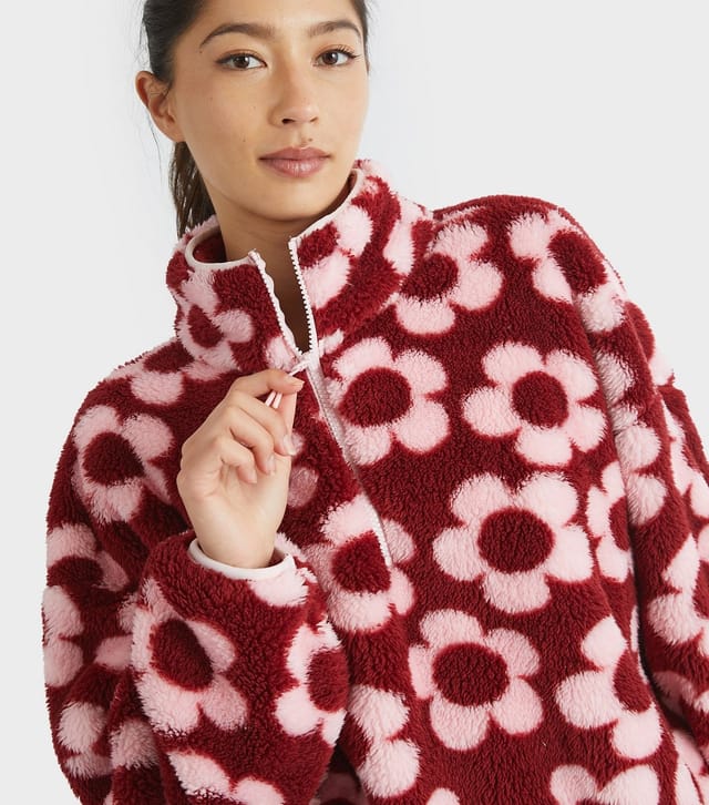Skinnydip Women's Mid Pink Flower Pattern Fleece Sweatshirt Skinnydip New Look - 3