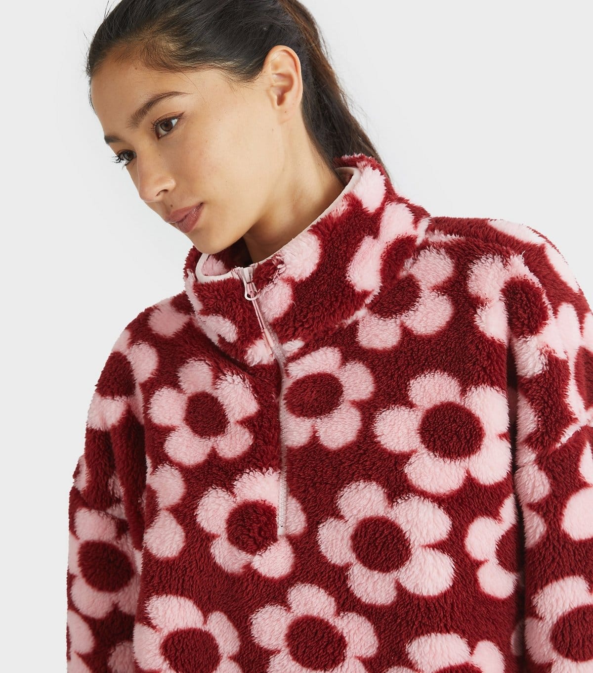 Skinnydip Women's Mid Pink Flower Pattern Fleece Sweatshirt Skinnydip New Look - 4