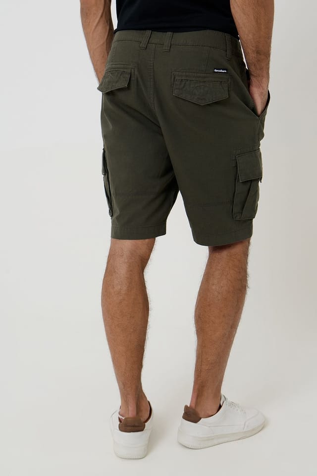 Threadbare Threadbare Men's Cotton 'Manchester' Cargo Shorts in Green - 2