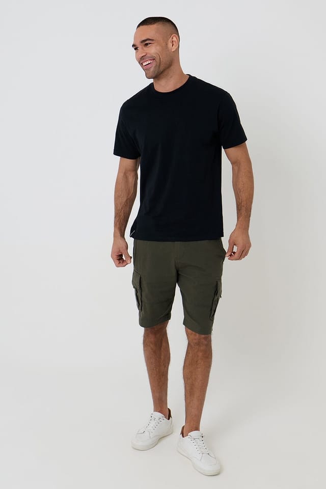 Threadbare Threadbare Men's Cotton 'Manchester' Cargo Shorts in Green - 3
