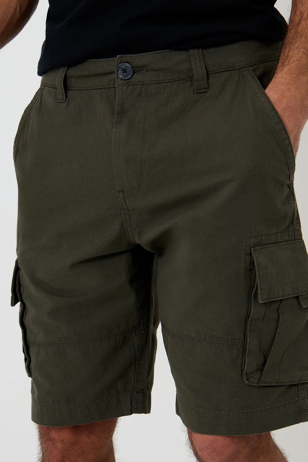 Threadbare Threadbare Men's Cotton 'Manchester' Cargo Shorts in Green - 4