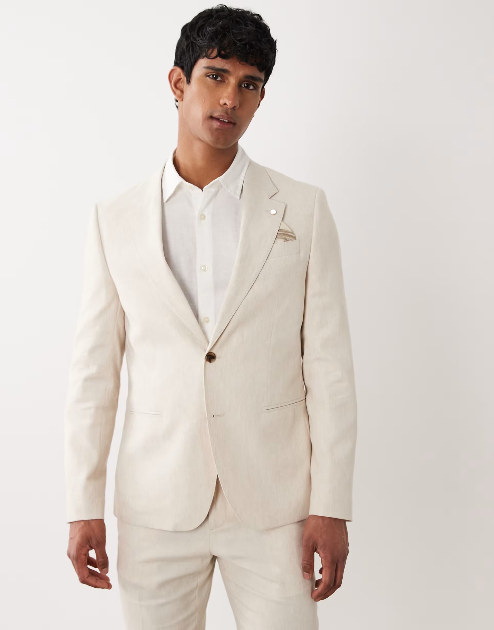 ASOS River Island linen blend suit jacket in light stone