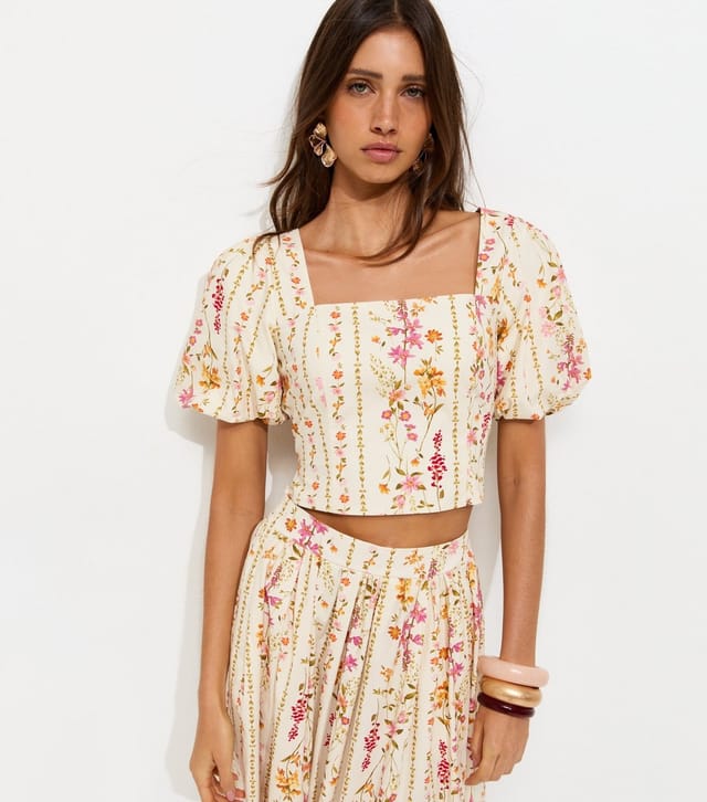 New Look Women's Cream Floral Print Milkmaid Top New Look - 3