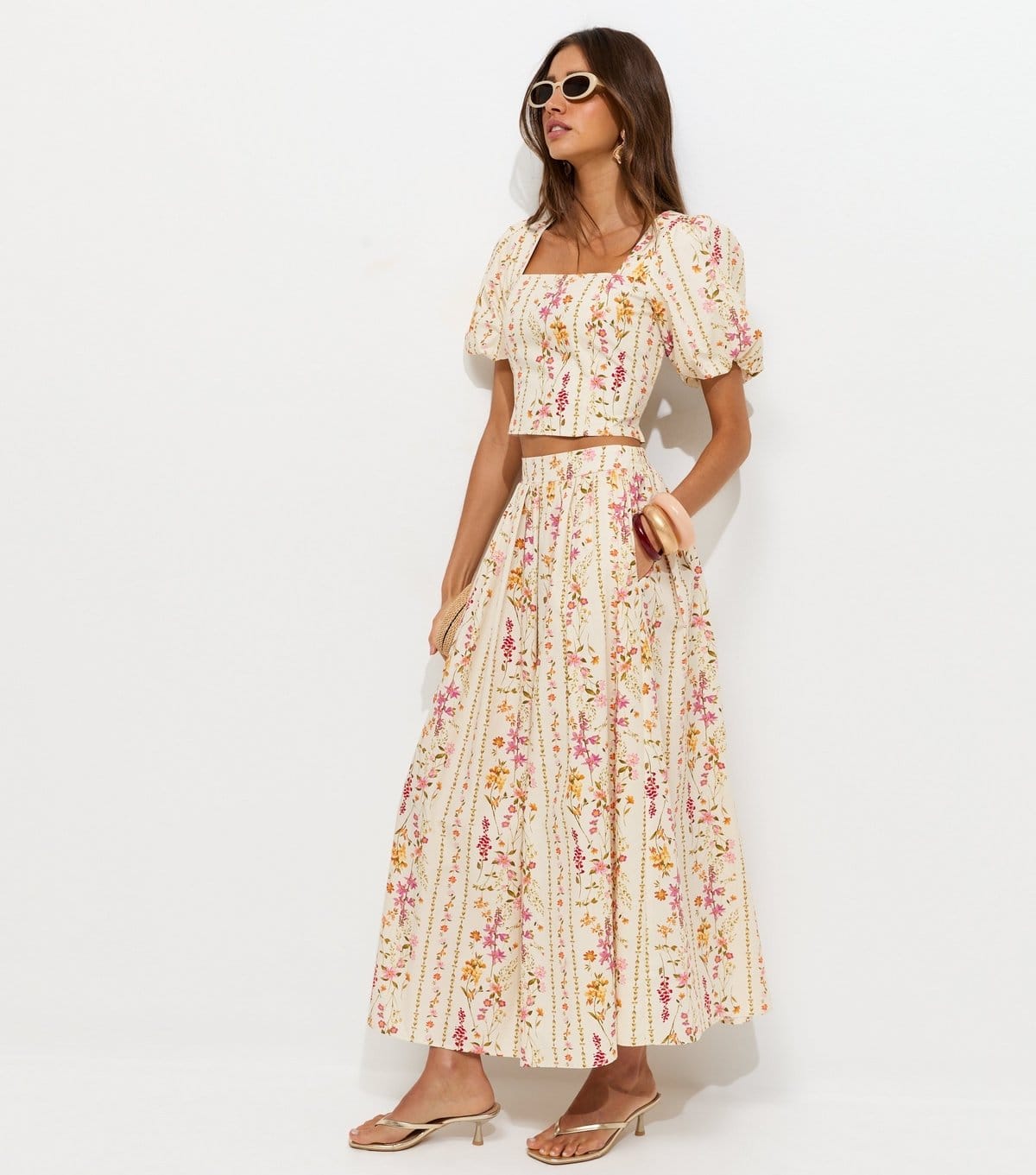 New Look Women's Cream Floral Print Milkmaid Top New Look - 4
