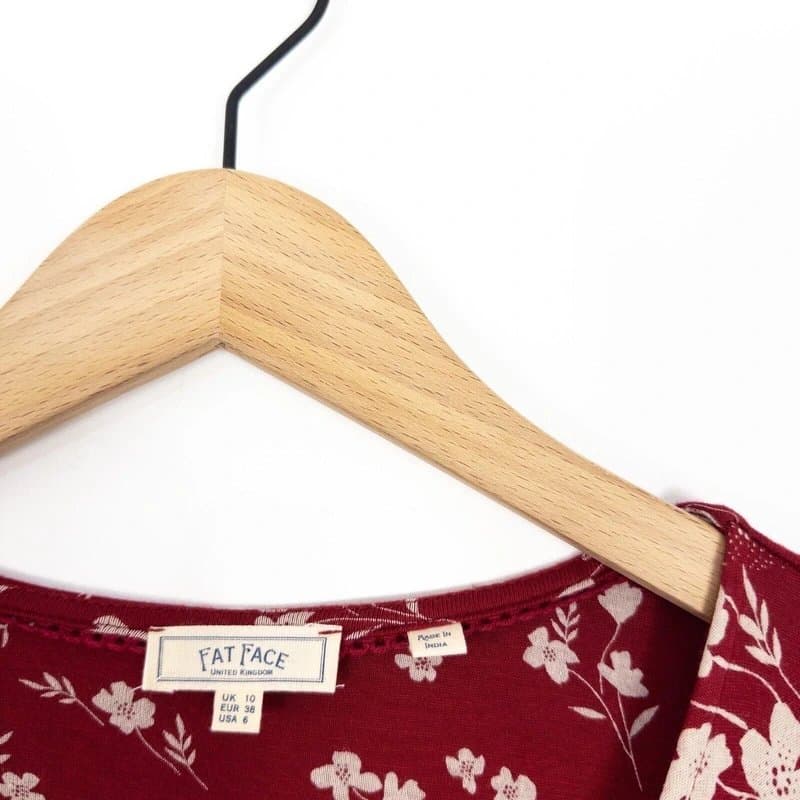 Fat Face Fat Face Teri Poppy Meadow Dress Jersey Wrap Long Sleeve Red Floral - Size 10