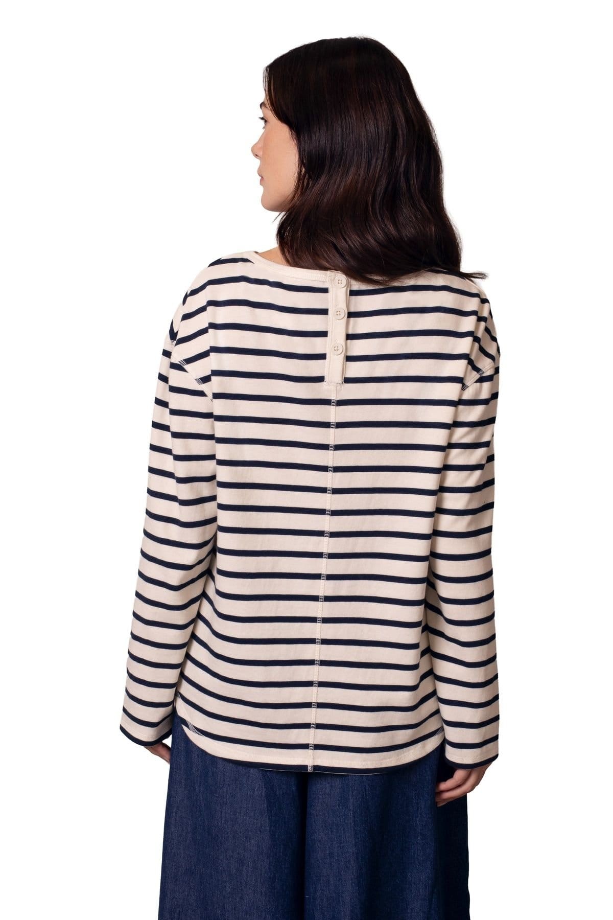 Celtic & Co Celtic & Co Women's Button Back Heavyweight Jersey Top in Off-White - 4