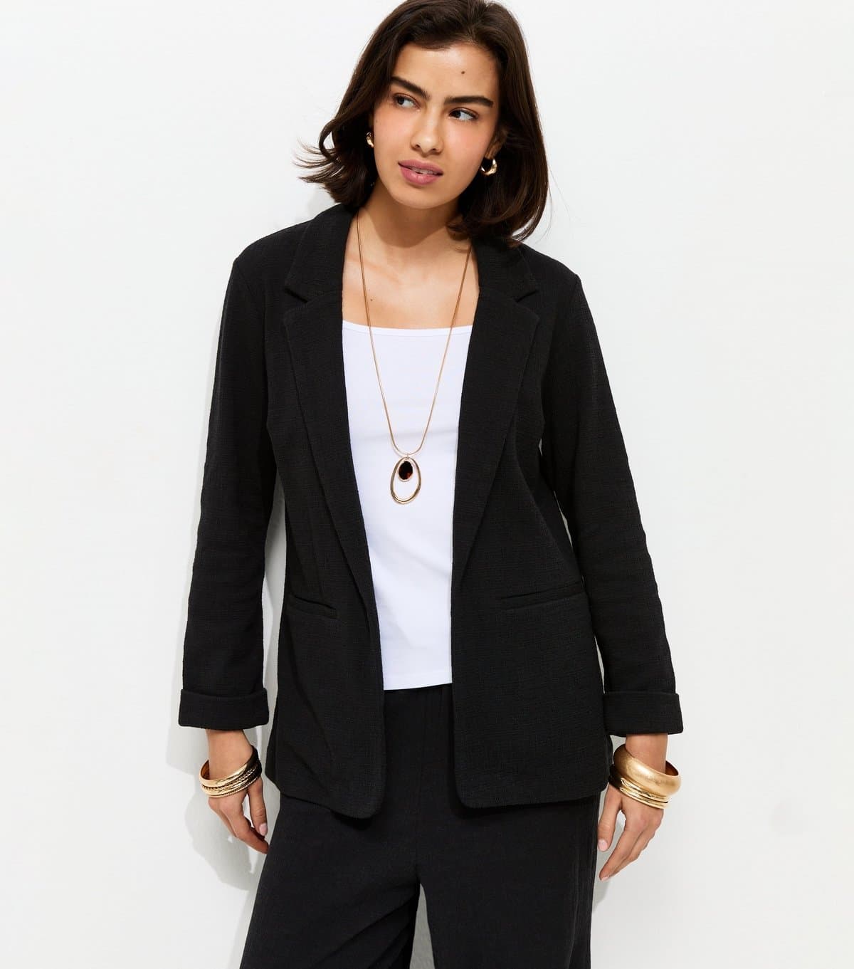 New Look New Look Black Textured Jersey Blazer