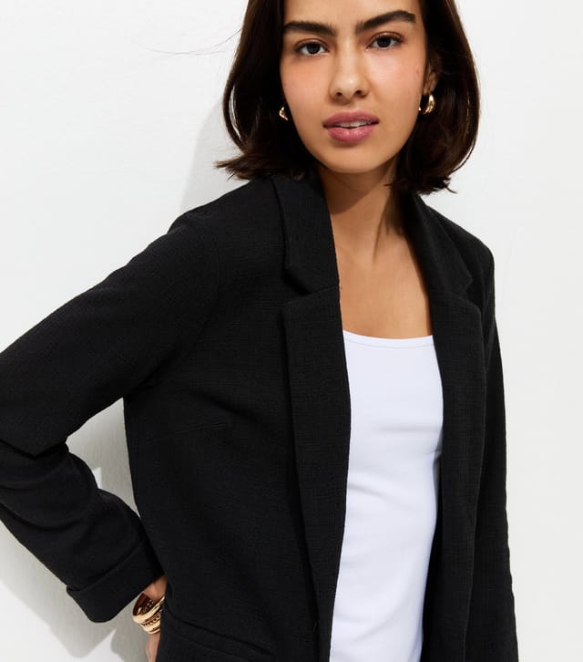 New Look Women's Black Stretchy Textured Jersey Blazer New Look - 2