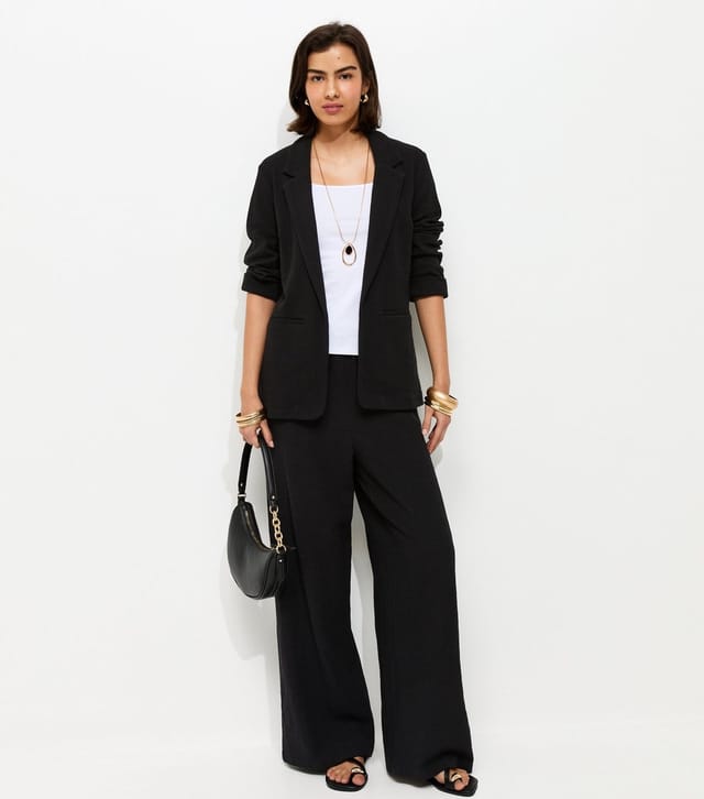 New Look Women's Black Stretchy Textured Jersey Blazer New Look - 3