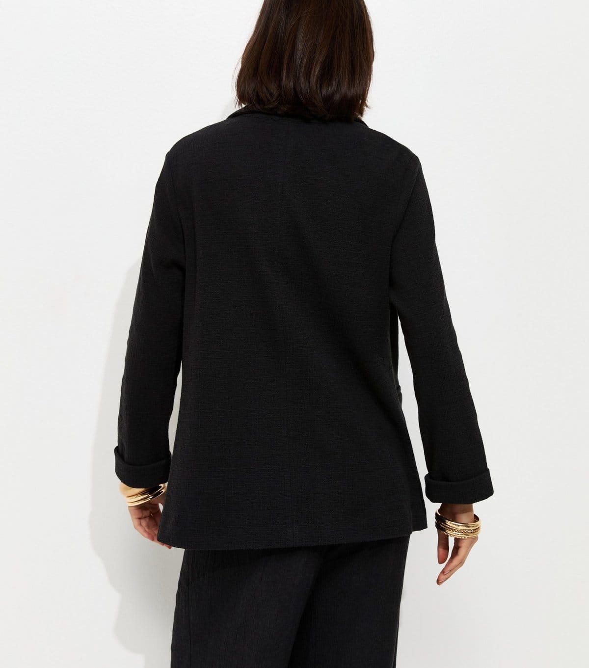 New Look Women's Black Stretchy Textured Jersey Blazer New Look - 4