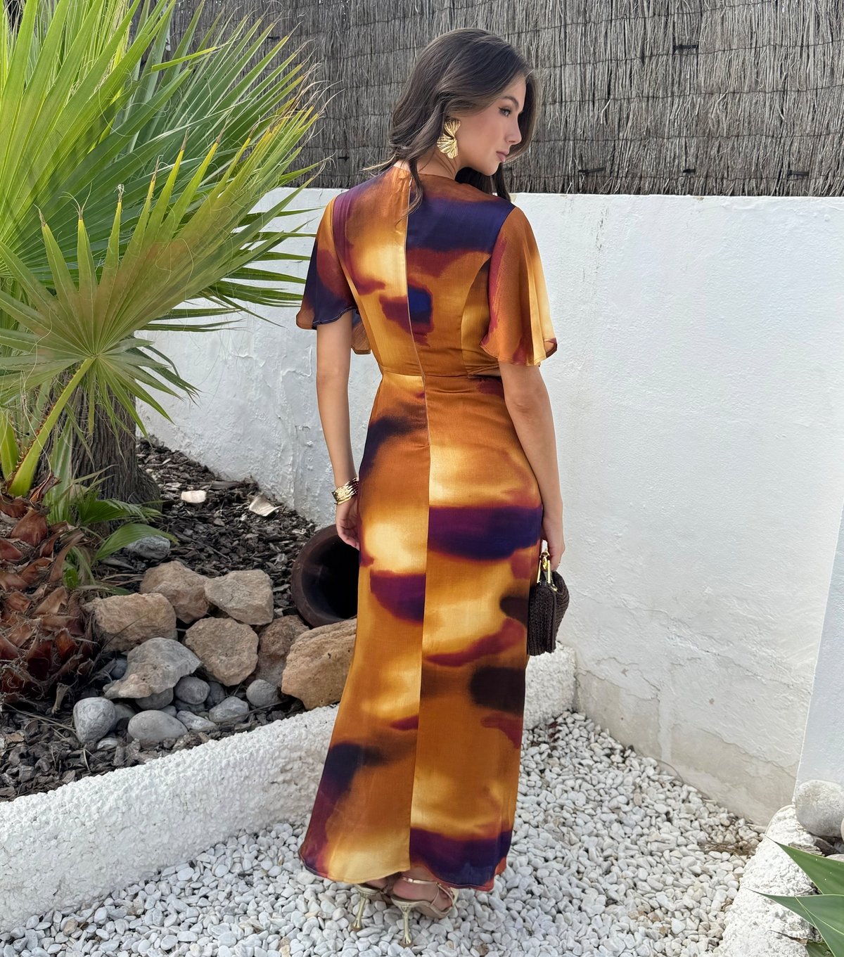 AX Paris Women's Yellow Smudge Print Cut Out Maxi Dress AX Paris New Look - 3